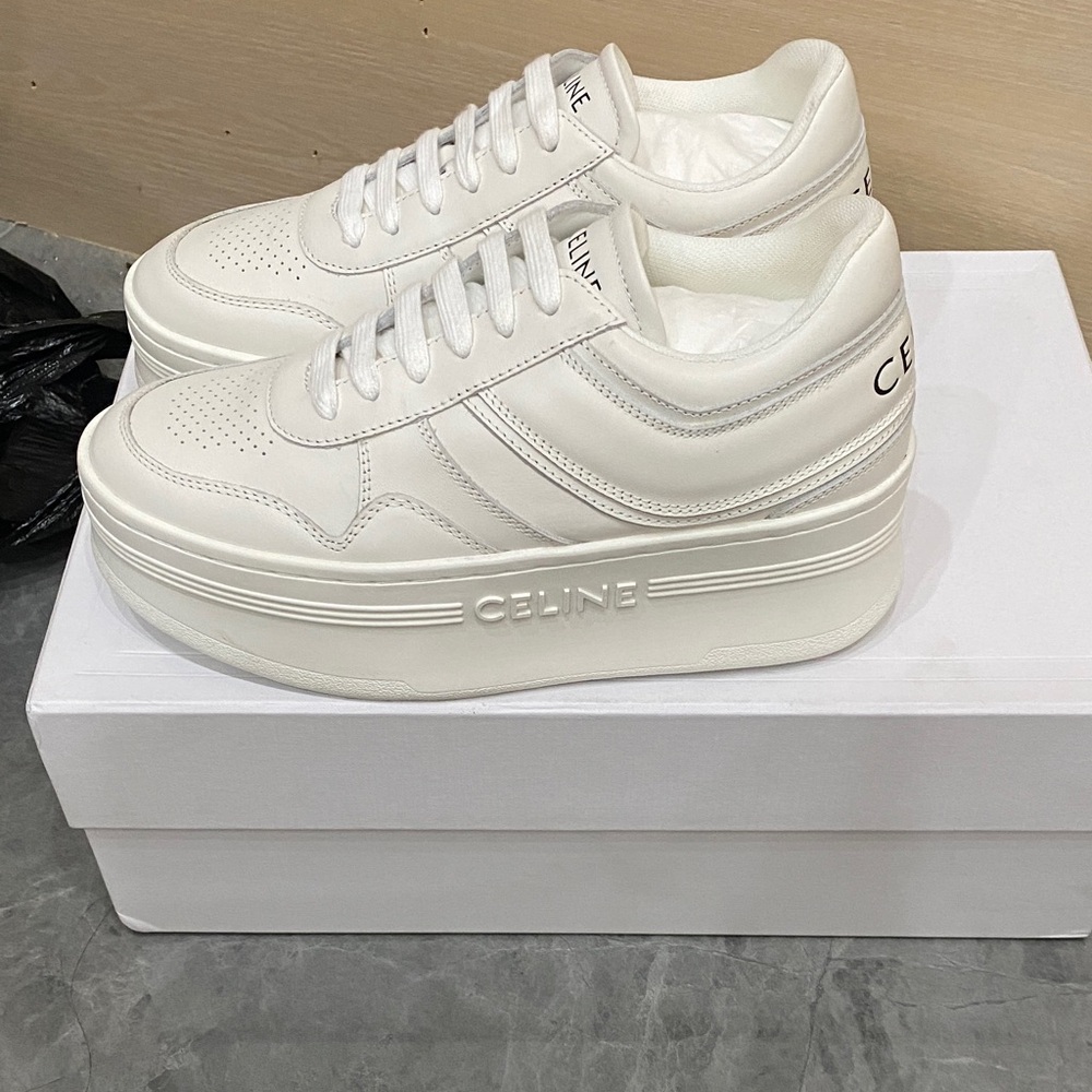 Celine Women's Cream Platform Sneakers